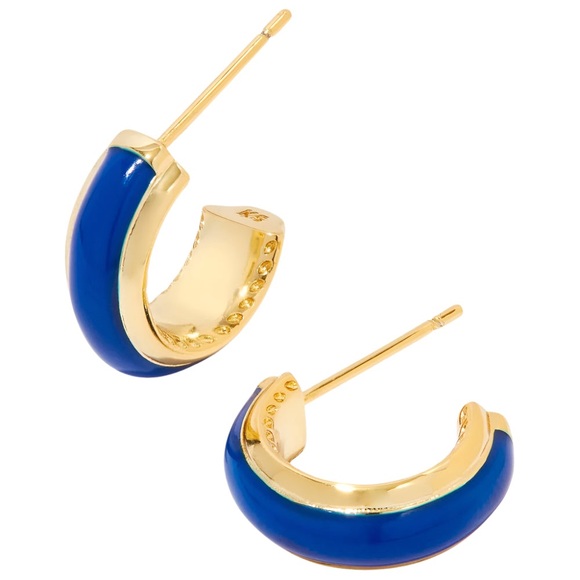 Kendra Scott Jewelry - Kendra Scott Gold and Navy Ainsley Huggie Earrings NWT